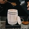Natural Wood Pen Container Desk Ganizer Storage Cask For Beans Tea Office Supplies Figurine Decorative Bucket With Lid