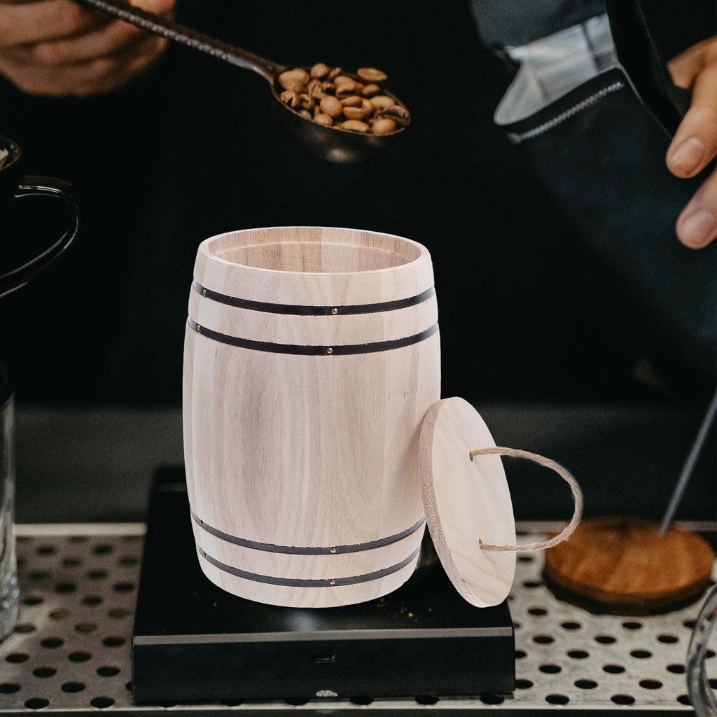 Natural Wood Pen Container Desk Ganizer Storage Cask For Beans Tea Office Supplies Figurine Decorative Bucket With Lid
