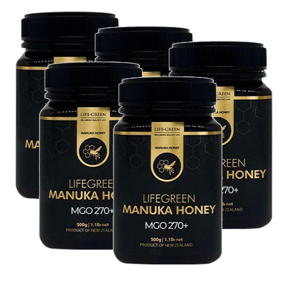 Lifegreen Manuka Honig Neuseeland Manuka Honig MGO 270+ 5 Stück 500g