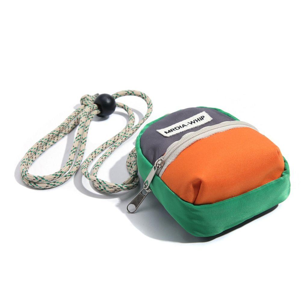 Neck Hanging Coin Purse New Polyester Earphone Storage Bag Mini Wallet Anti-theft Contrasting Color Small Key Bag