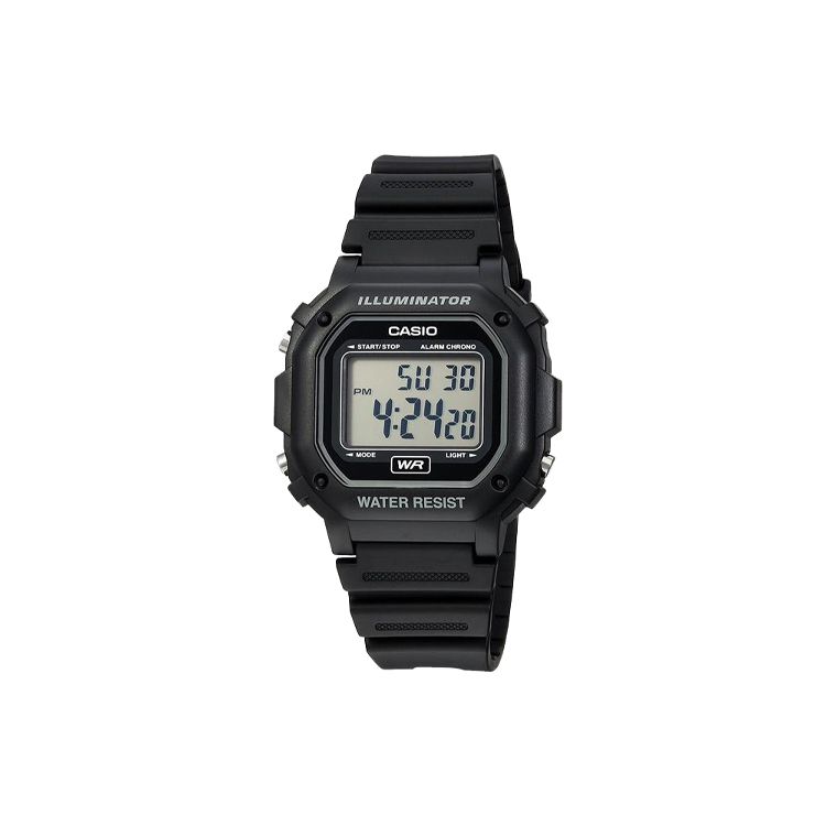Casio Youth Series Silicone Square Retro Fashion Casual Watch Electronic Movement Resin Strap Men watches Black F108WH-1ACF Regular Watch Box,Black Strap
