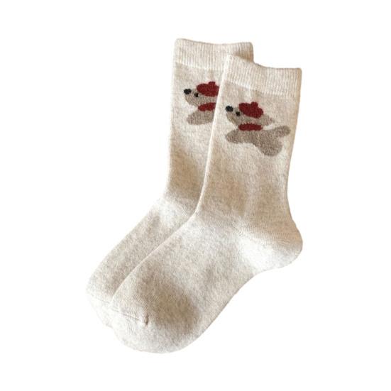 

1/5 пар студенческих носков с мультяшным щенком, утолщенные носки на флисовой подкладке, зимние теплые носки, тянущиеся