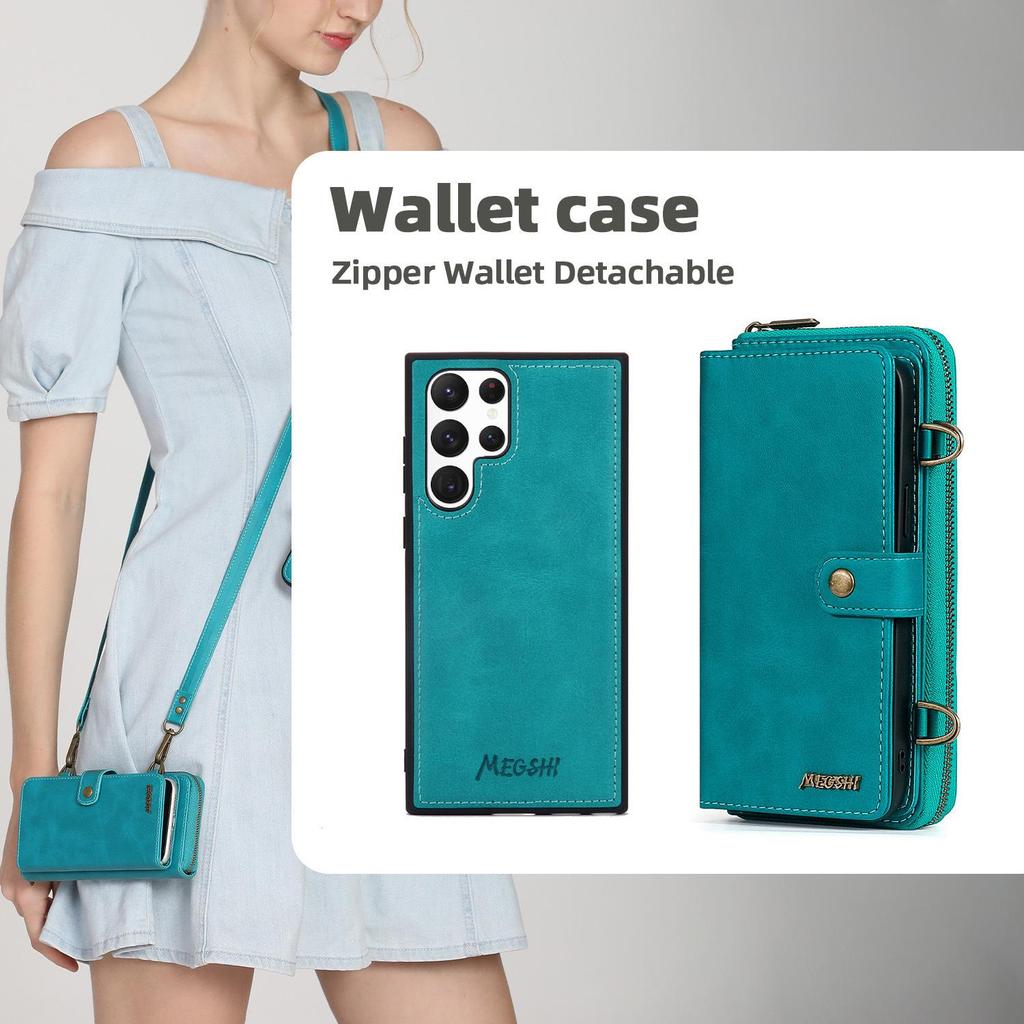 Huawei P40Pro Crossbody Wallet Leather Case with Card Slots, Suitable for A53 and S22U. European and American Style.