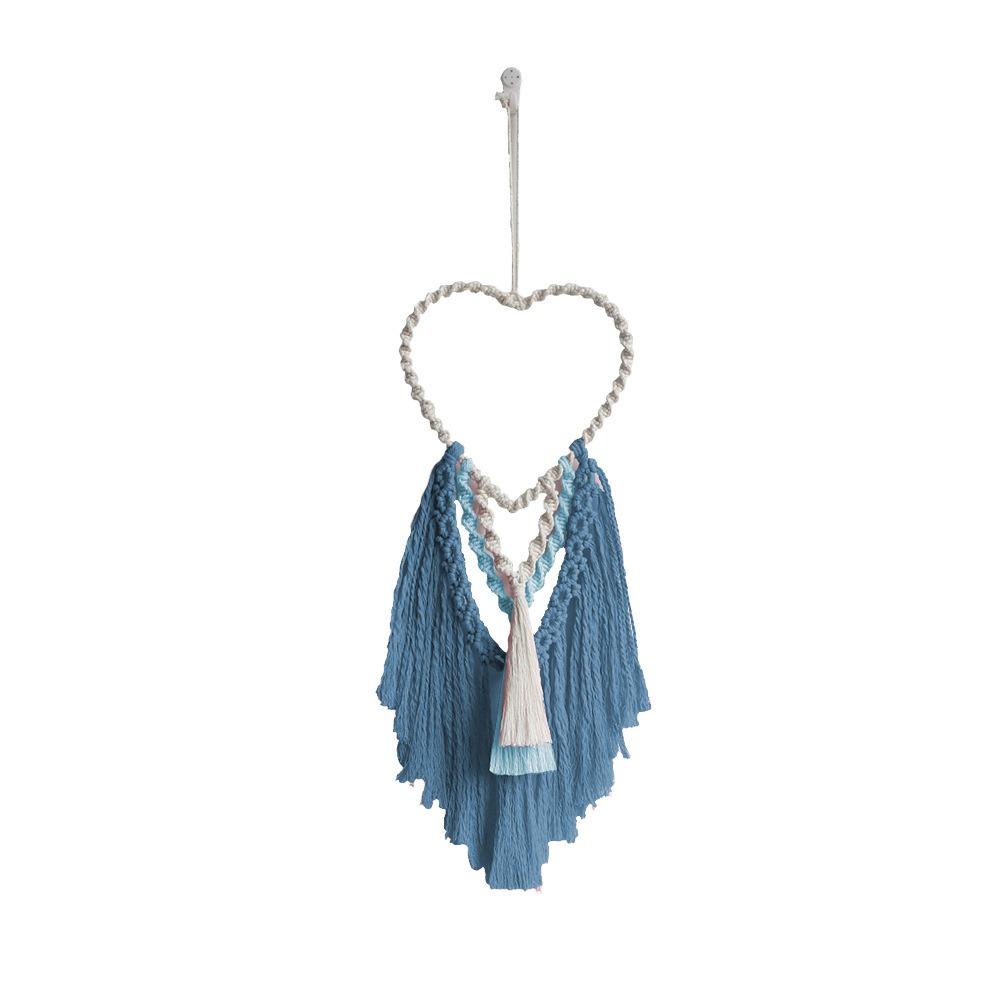 

Hand-Woven Heart-shaped Macrame Tapestry Art Cotton Rope Tapestry Living Room синий