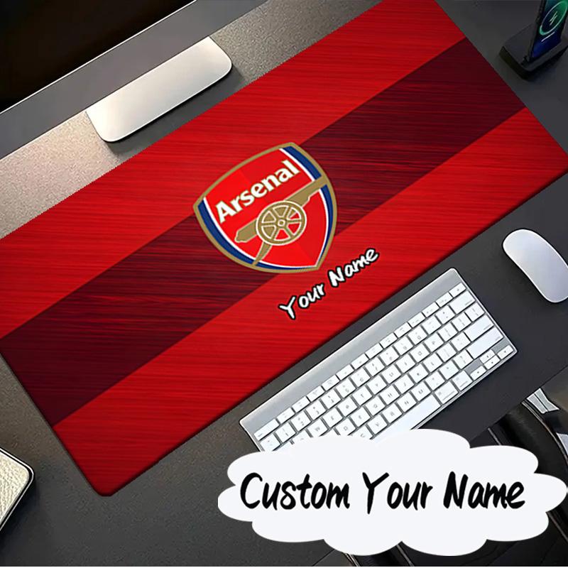 Benutzerdefinierter Name Mauspade Arsenal Fußball Club Wappen Mauspade, Gaming Mauspade, Tastaturpad, Schreibtischdekoration für Computer Notebook Fan Geburtstagsgeschenk