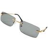 [Eyewear] Rimless, Lightweight, Square-Shaped Sunglasses with UV Protection and Colored Lenses, Unisex, CL-25902 (Light Smoke)