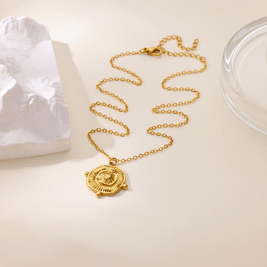 Irregular Round Necklace For Women Vintage Beads Chain Minimalist Stainless Steel Pendant Necklace Party Christmas Jewelry Gifts