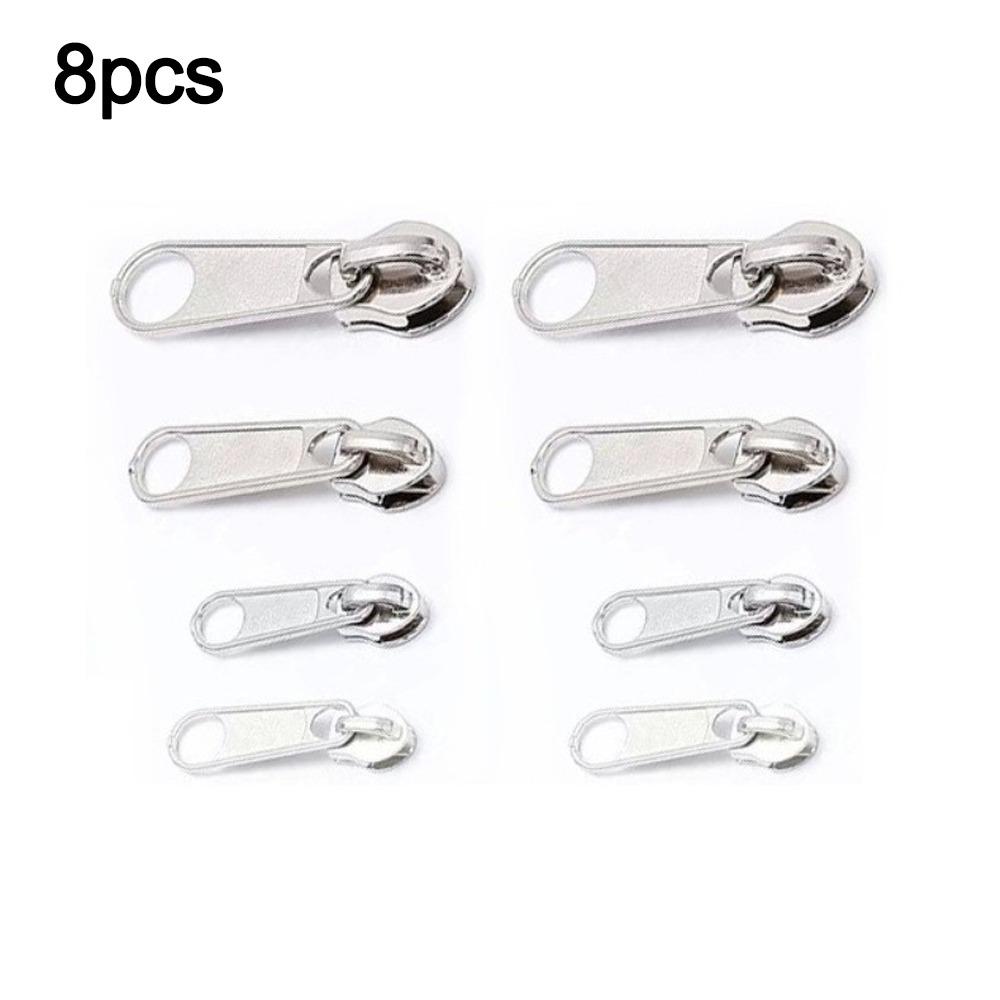 

Універсальна головка пулера блискавки 4 розміри Застібки-блискавки для одягу та сумок Слайдер блискавки Побутові швейні аксесуари Silver-8pcs