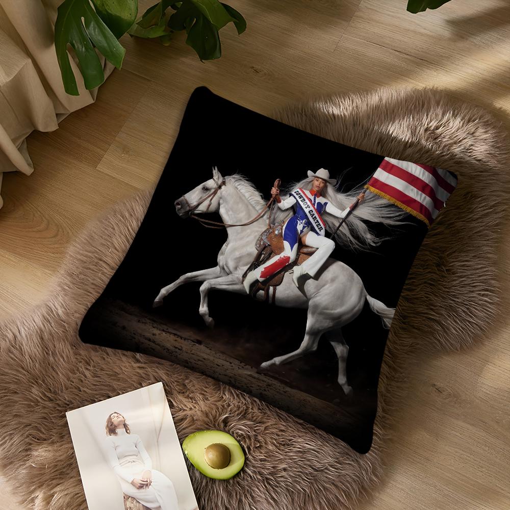 B-Beyonce Singer Cowboy Carter Pillow Case Living Room Home Sofa Office Shop Cover Printing Comfort Decoration Nordic Simplicity