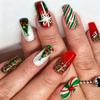 Christmas Europe and the United States Best-selling Nail Art Wear Nail Sweet and Cute Christmas Tree Glitter Medium and Long Nail Wear