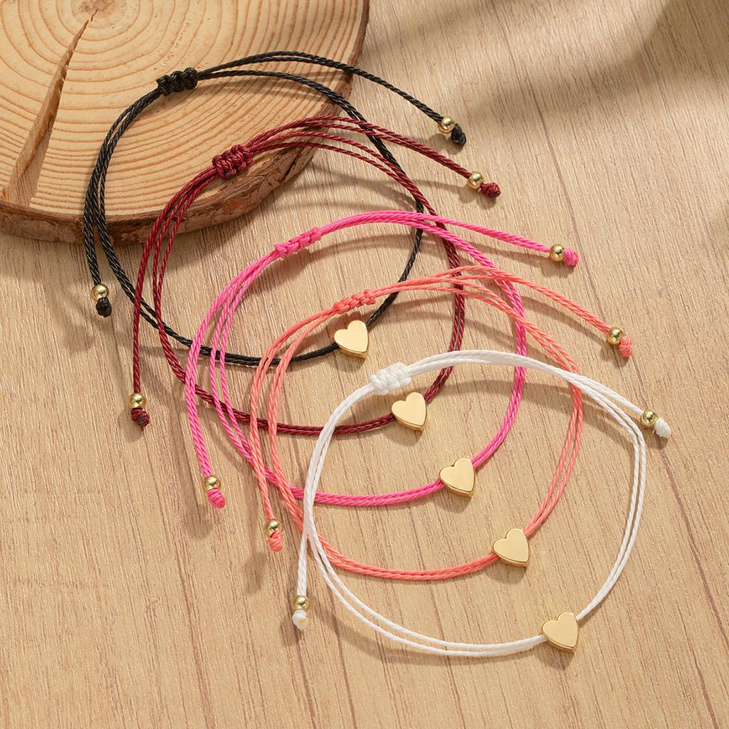 5-piece Bohemian Rainbow Rope Woven Love Stacked Women's Handrope Set