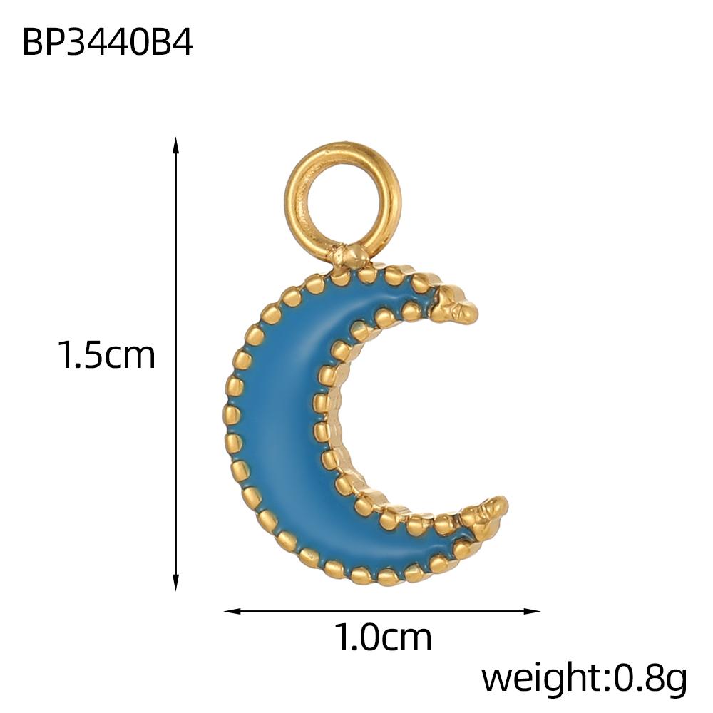 CARLIDANA Fashion Moon-shaped Multi-color Oil-dripping Gold Plated Stainless Steel Pendant Heart Apple Accessories DIY Jewelry