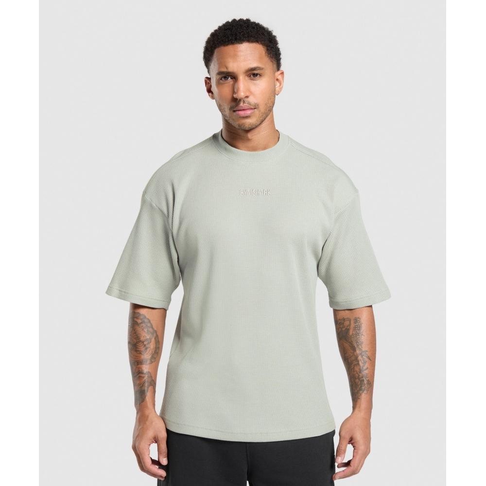 

Gymshark Waffle Oversized T shirT sTone Grey A1b1r Gdhx 3XL