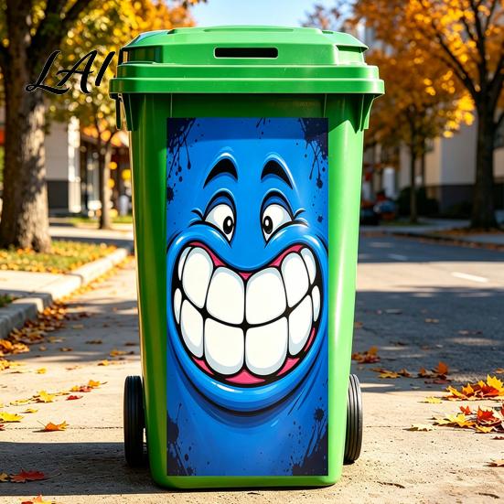 Holiday Trash Can Party Decorations Funny Cartoon Sticker Cute Big Eye Expression Decorative Removable PVC Stickers for Recycling Bins Adhesive