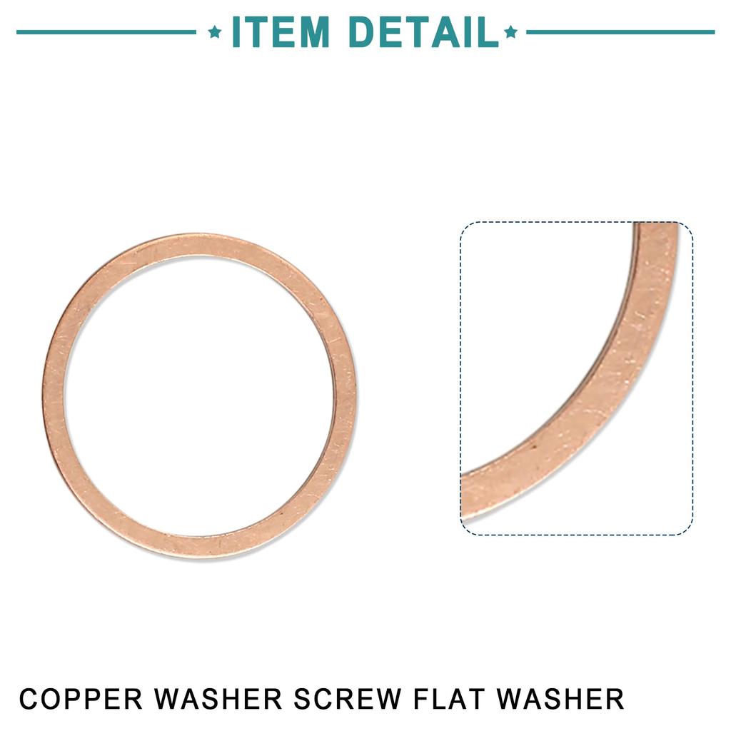 ACROPIX Copper Washer Flat Sealing Gasket Universal O Shape Ring 32mm Inner Diameter Copper Tone 10pcs