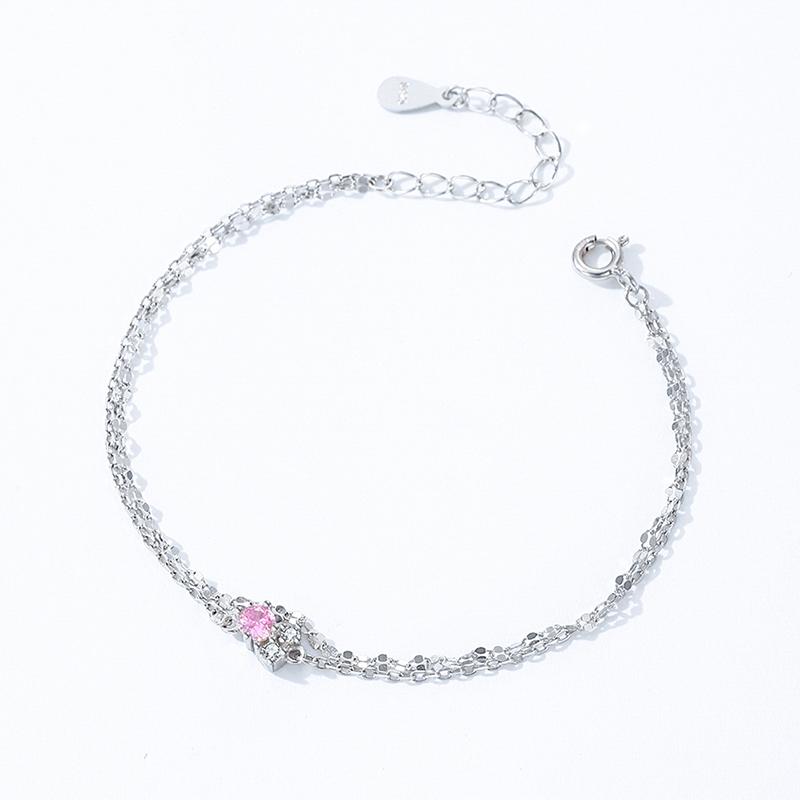 Barbie Bracelet [Sterling Silver·Original Design] Pollen Zircon Double Layer, Temperament and High-Quality First Ins Style Love ZJYSL-YS-008-1