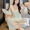2025 Women's Ice Silk Butterfly Pajamas: Long Sleeve, Chest Pad, Spring/Autumn