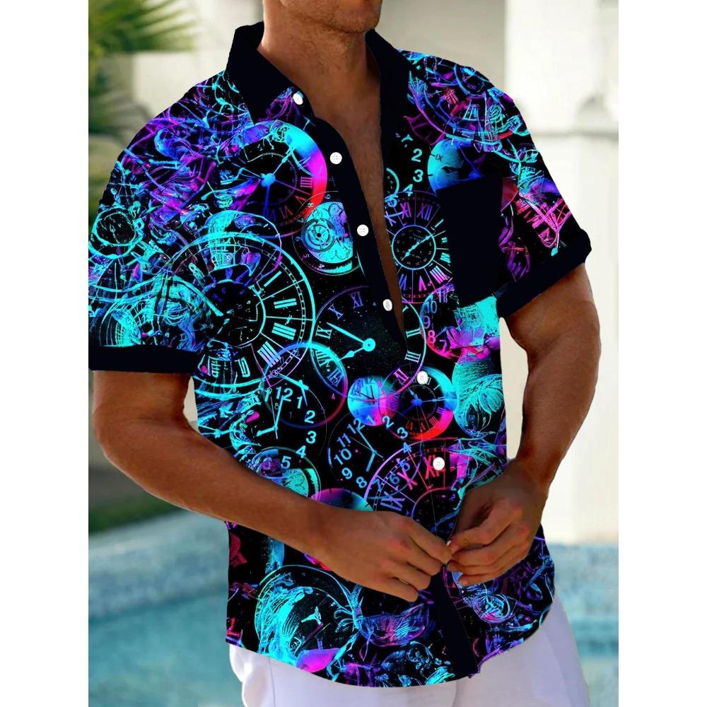 

Летняя гавайская рубашка весна/лето мода мужская рубашка для отдыха на улице прогулки турист пляж принт полностью открытая рубашка с коротким рукавом на пуговицах 5XL