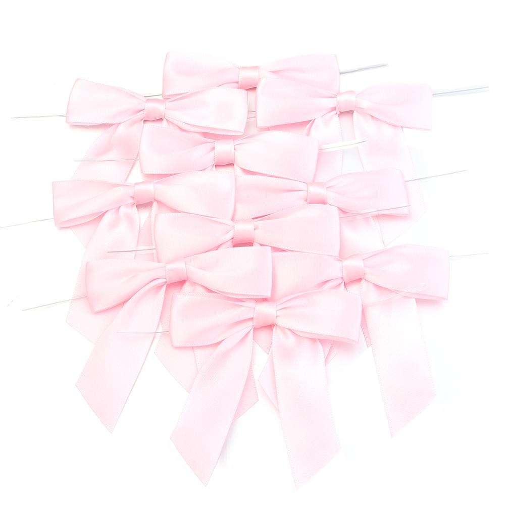 10pcs 9x9cm Ribbon Bow With Iron Wire Colorful Polyester Bow Tie For Wedding Party DIY Candy Biscuit Gift Packaging Seal Decor