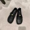 Sheepskin Version~ Grape Mother, the Same Kinked Small Gold Buckle Apple Head Soft Waxy Flat-soled Single Shoes Women's Shallow Mouth Mary Jane Shoes
