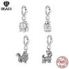 BISAER 925 Zilver Yorkshire Terriër Medaillon Bedel Pomeriaan Olifant Hamster Hanger voor Vrouwen DIY Armband Sieraden