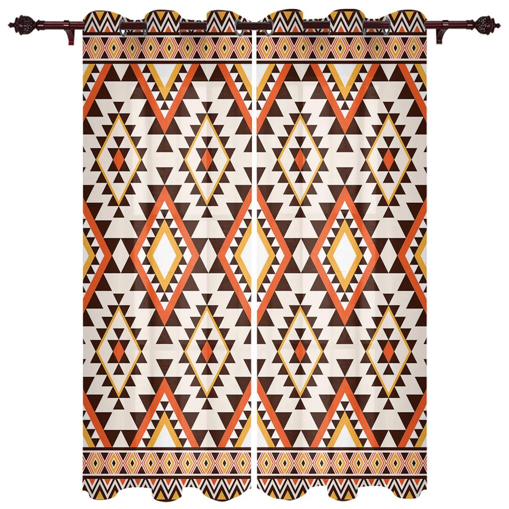 Boho Tribal Totem Window Curtain Modern European Style Curtains for Bedroom Living Room Blinds Window Backdrop Curtain 2Panels