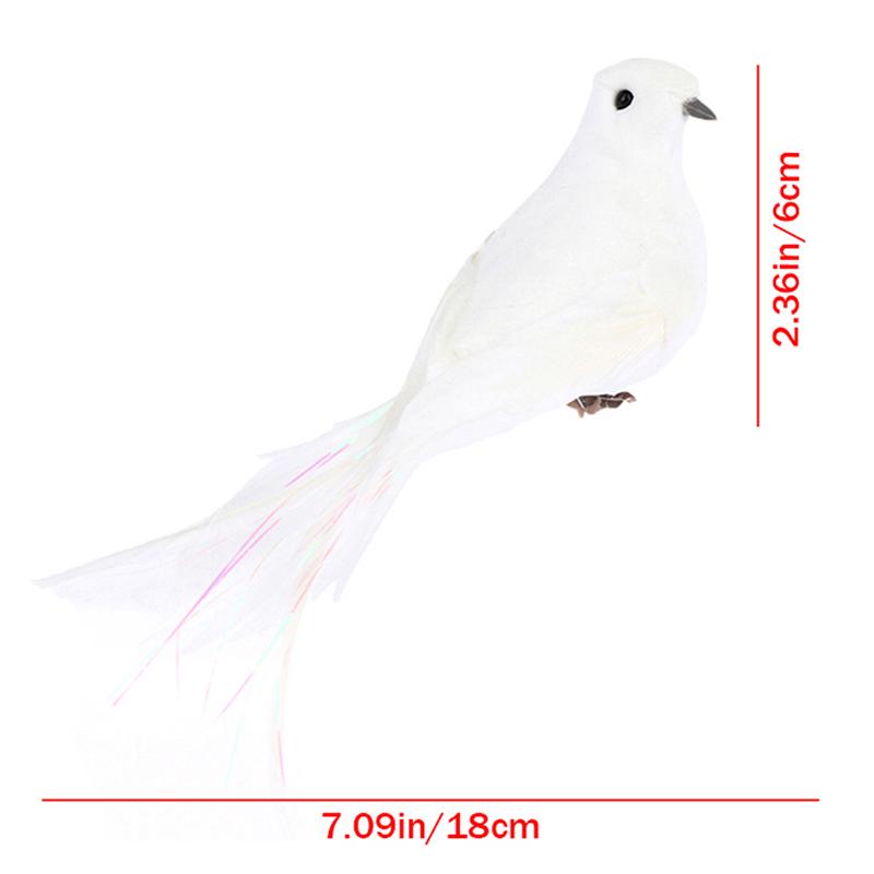 2Pcs White Doves Feather Artificial Foam Lover Peace Doves Bird Home Decor