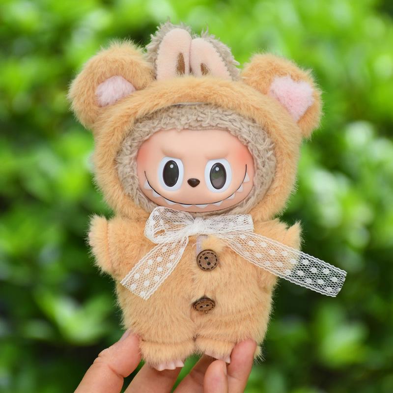 17cm Labubu Changeable Plush Set: Frog, Pig, Pendant, Snowman Doll Outfits for Christmas