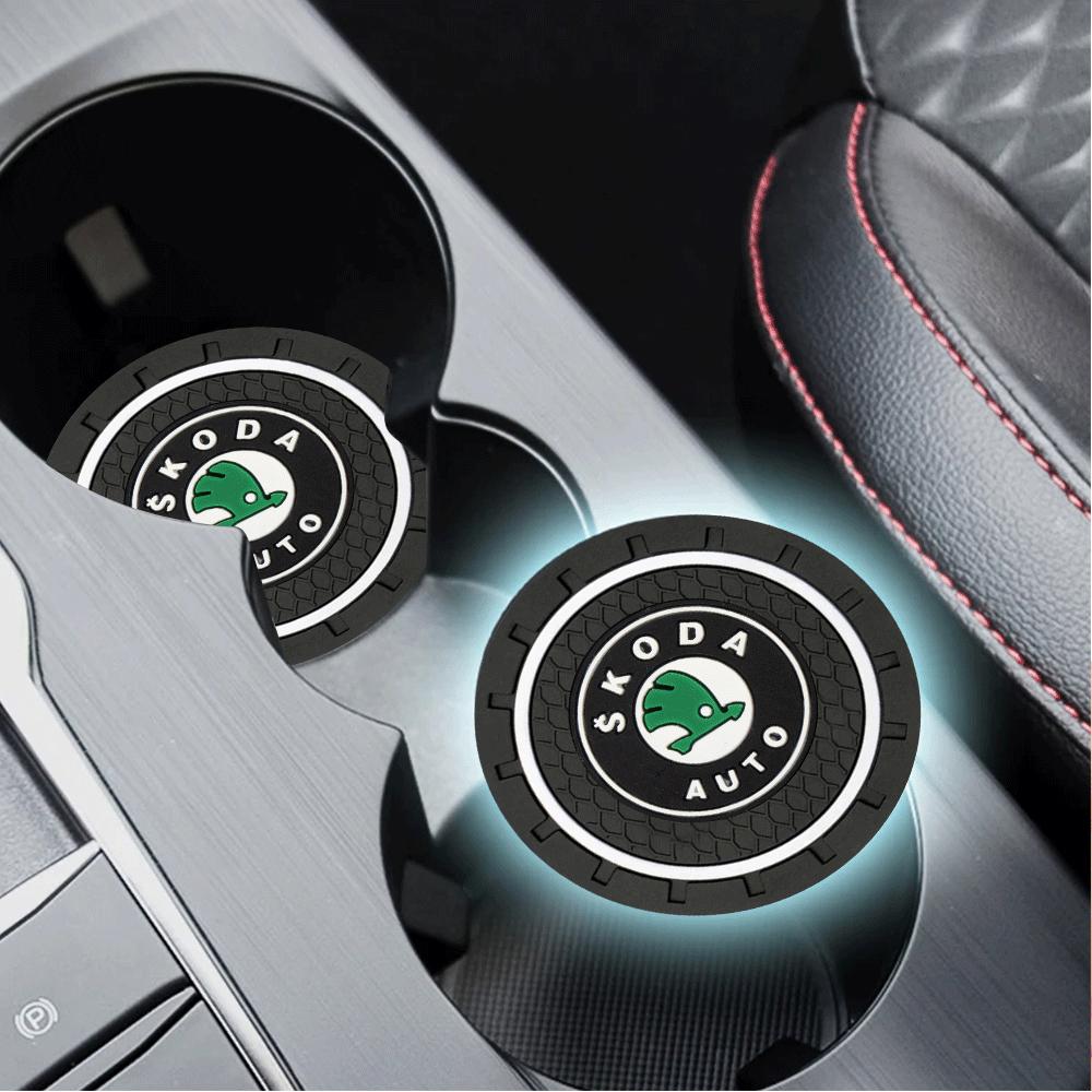 1/2pcs Car Coaster Water Cup Holder Anti-Slip Mat Phone Glasses Non Slip Pad For Skoda Octavia A7 A5 Fabia Karoq VRS Kamiq Rapid