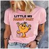 Unisex 100% Polyester Funny Self-Mockery Print Loose round Neck Short Sleeve Fashion Summer Top