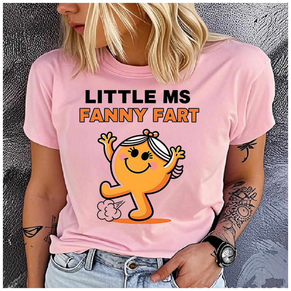 Unisex 100% Polyester Funny Self-Mockery Print Loose round Neck Short Sleeve Fashion Summer Top