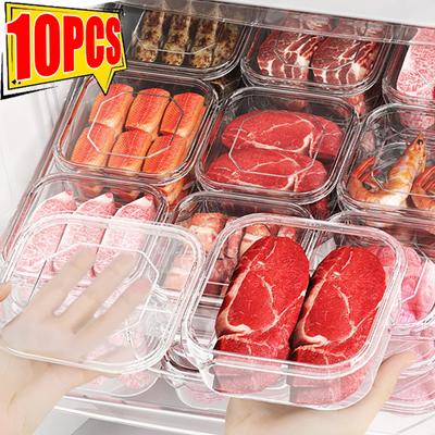Caja para carne congelada para refrigerador, caja para conservación de alimentos, transparente, para congelar carne, verduras y mantener la frescura, con tapa