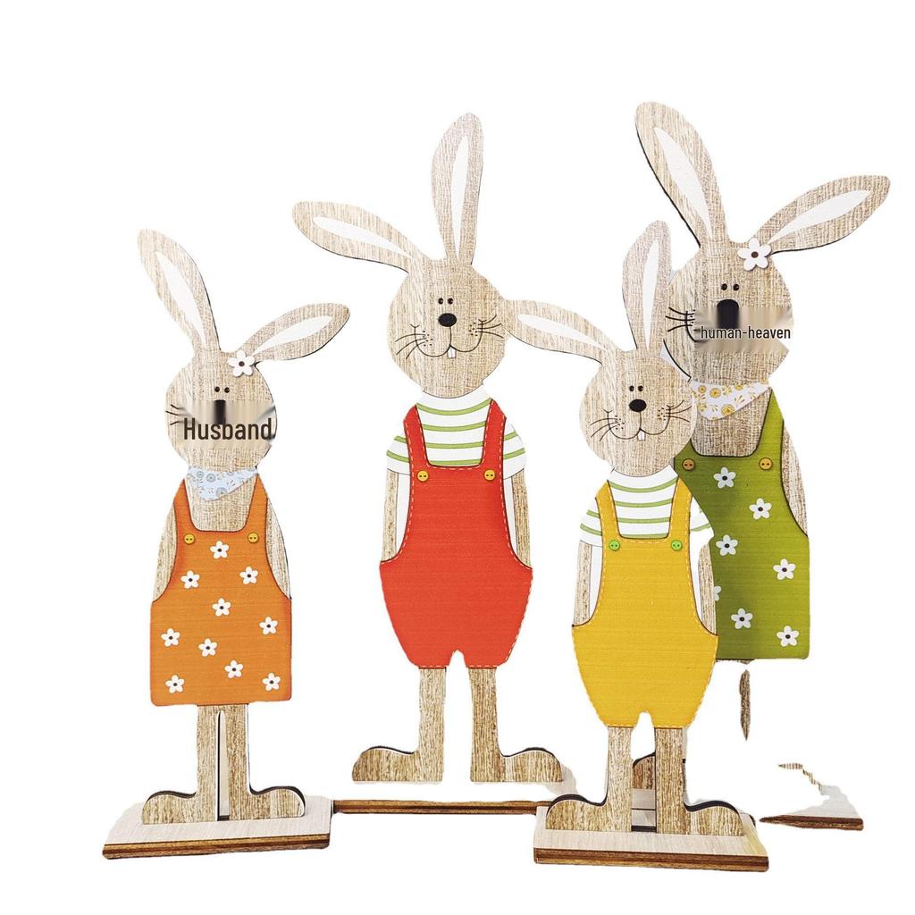 Easter Bunny Painted Wooden Desk Ornament