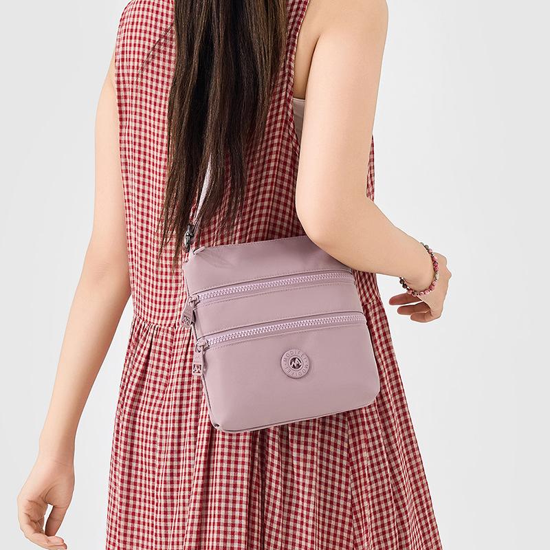 Solid Color Small Square Bag Women's Outdoor Waterproof Nylon Shoulder Crossbody Bag