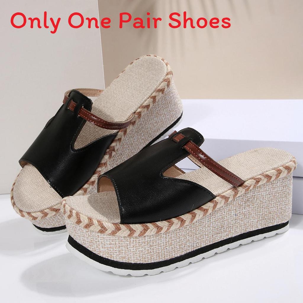 Summer Sole Slip On Sandals For Women With Pu Upper Nonslip Rubber Sole