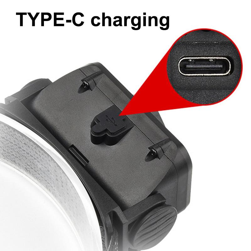 Powerful Mini COB Headlamp Type-C Charging Headlights Super Bright 500LM 18650 Head Torch Camping Emergency Waterproof Lantern