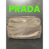 Used Nylon Tessuto Pouch Greige Cosmetic