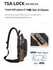 Men's Single Shoulder Crossbody Bag with Combination Lock and USB Port