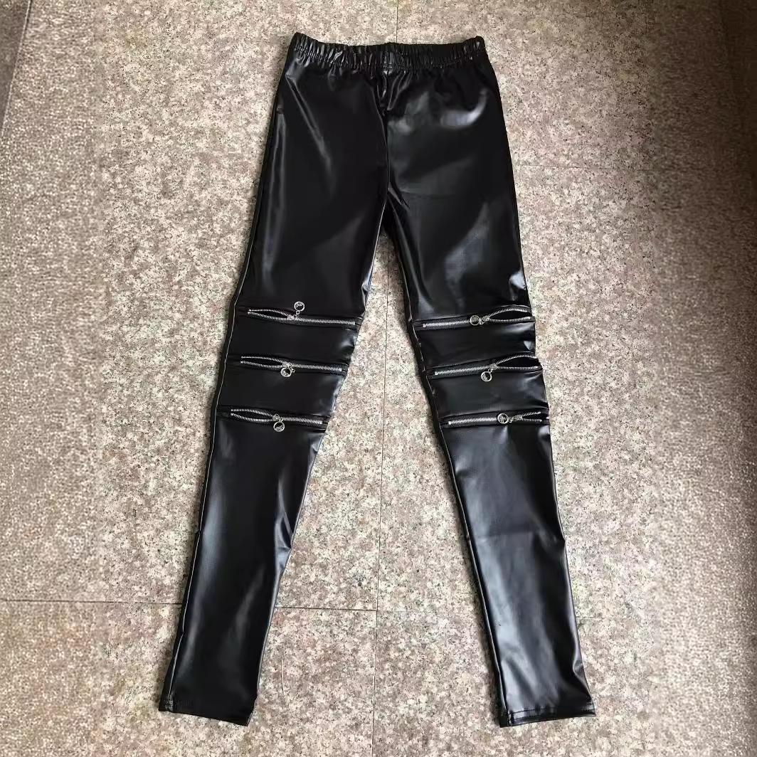 

Модные сексуальные женские брюки из искусственной кожи, эластичные облегающие брюки-леггинсы на молнии до колена, черные L