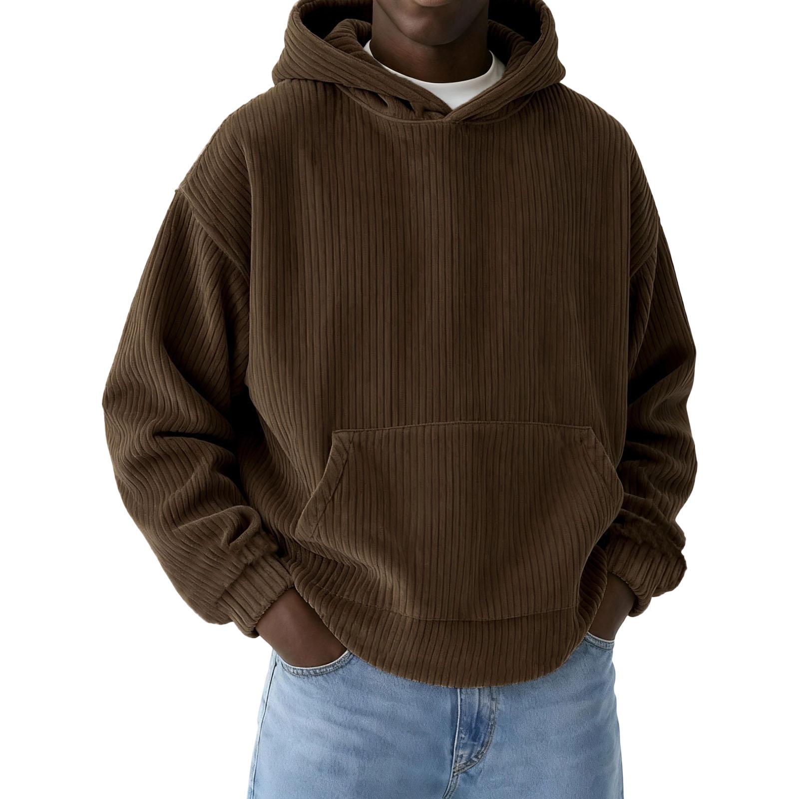 

Мужская Повседневная Спортивная Свободная Толстовка с Капюшоном и Вышивкой L коричневый