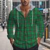 Spring new popular loose casual flannel jacquard long-sleeved hooded plaid shirt