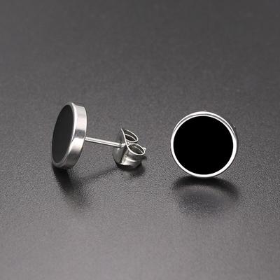 1 Pair Round Shape Vintage Stud Earrings for Man Trendy Party Black Earrings Jewelry Men & Women Unisex