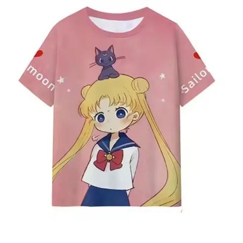 Sailor Moon Anime Kids Short Sleeve Tee 3D Full Print Comfort Top for Outdoor Daily Wear