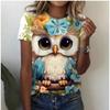 Women's round Neck Short Sleeve T-shirt Animal Print 3D Printing Street Style Loose Fit Summer Casual Wear Polyester Material