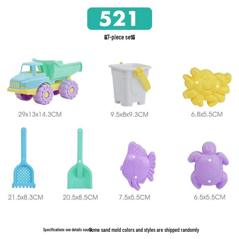 Children's Beach Sand Toy Set: Shovels, Buckets, and Toy Car for Seaside Fun