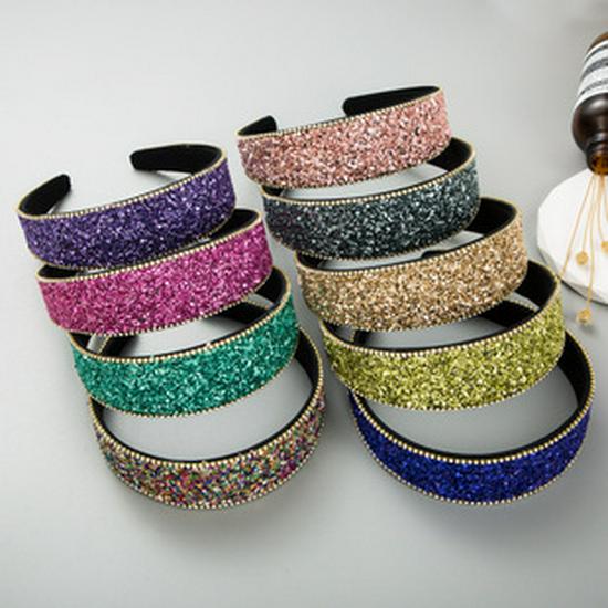 Harmonious Rhinestone Knotted Corduroy Headband: European & American Fashion, Wide-Brimmed, Sweet & Exaggerated Style for Women