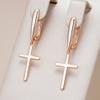 Fashion Glossy Dangle Earrings  Rose Gold Color Simple Cross Earrings For Women High Quality Daily Fine Jewelry
