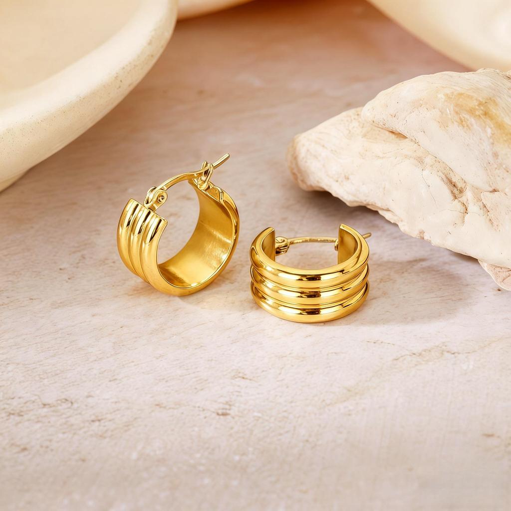 2025 Hot-Selling Titanium Steel Large Hoop Earrings - Simple Round Wire Design