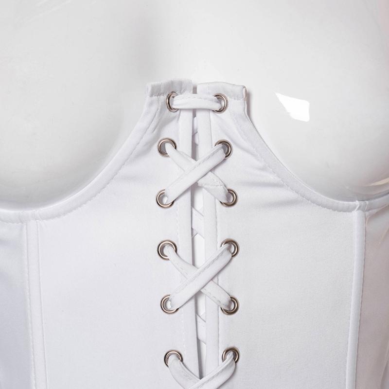 Fashion Solid Color Corset Tops Chest Support Elegant Patchwork Curver Shaper Bustier with Bandage for Womens