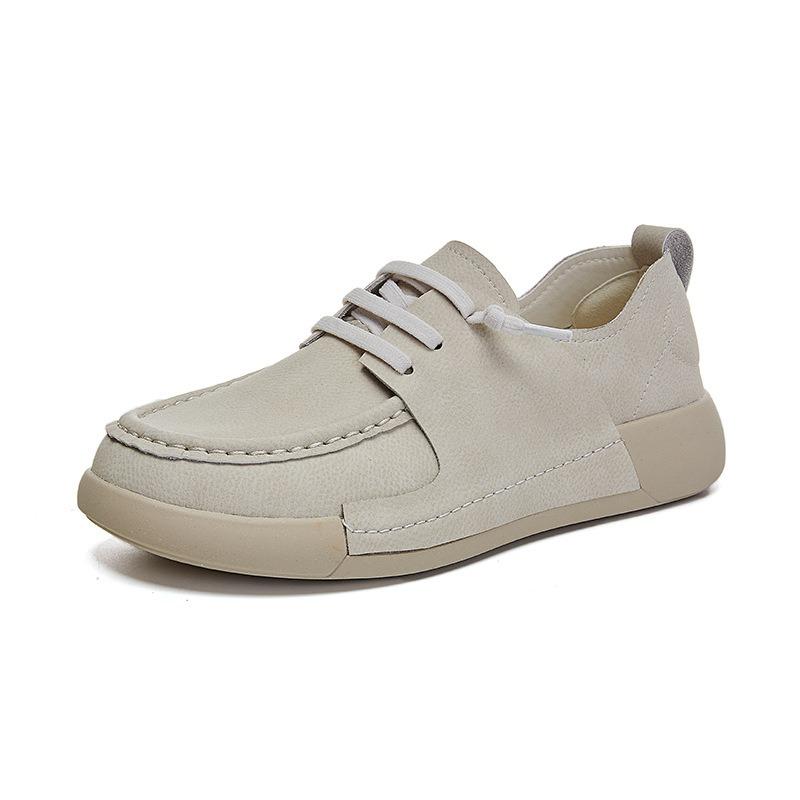 Leather casual single shoes women's spring new platform commuter small leather shoes women's retro women's shoes comfortable flat shoes
